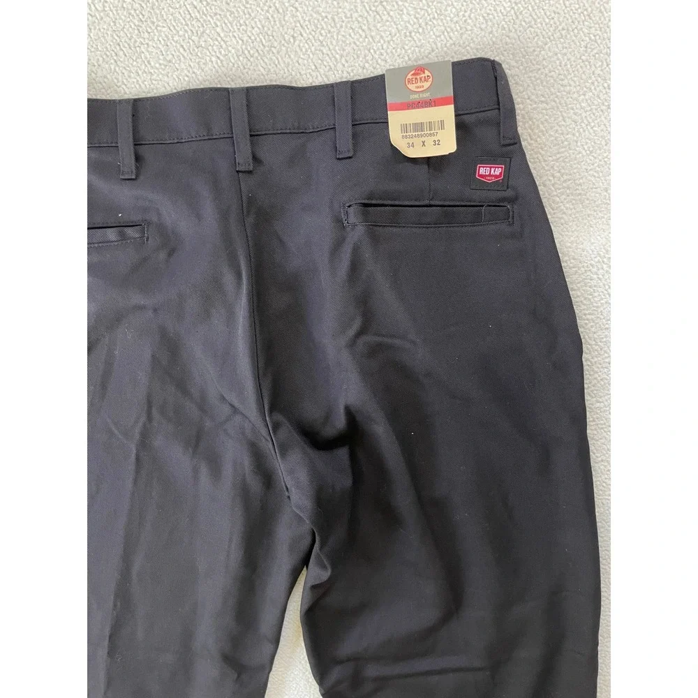 Red Kap Mens 34x32 Work Pants Black PC44BK1 100% Cotton Straight Leg